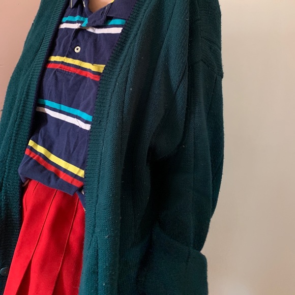 Vintage Baggy Green Cardigan Sweater - Picture 2 of 4
